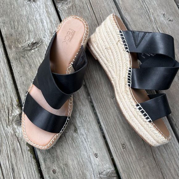 Nordstrom Rack Shoes - Nordstrom Rack Black Espadrille Wedge Slide Sandals NEVER WORN